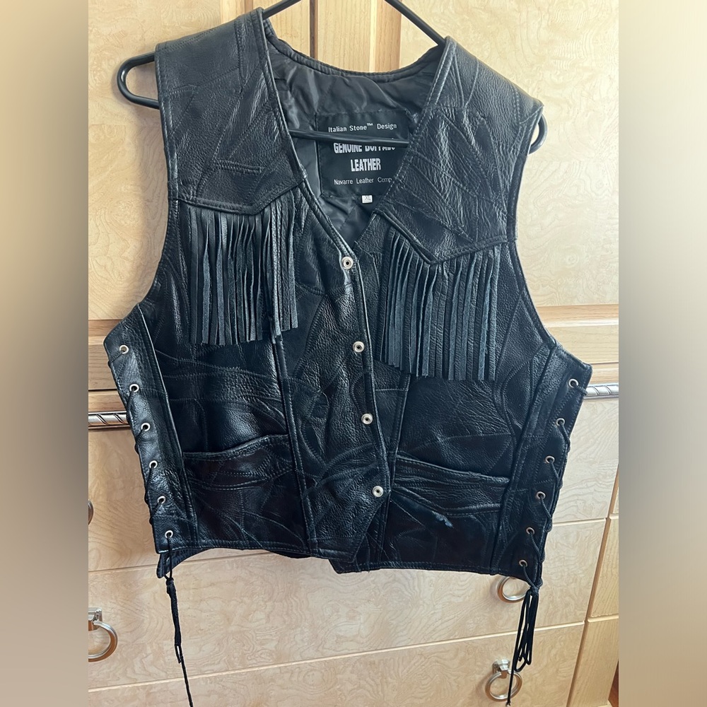 Vintage leather fringe vest